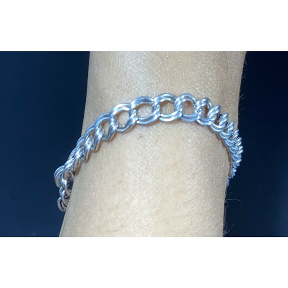 925 IJC Italy Double Link Bracelet Fine Lobster Claw Sterling - Picture 2 of 6